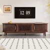 Modern Farmhouse TV Stand for 75” TVs,Wood Entertainment Console with Storage Cabinets & Sliding Doors–The Pop Home - 2 of 4