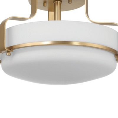 Allegra White and Gold Glass Drum Semi-Flush Mount Light
