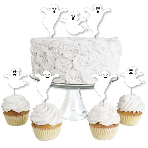 Big Dot of Happiness Spooky Ghost - Dessert Cupcake Toppers - Halloween Party Clear Treat Picks - Set of 24 - 1 of 4