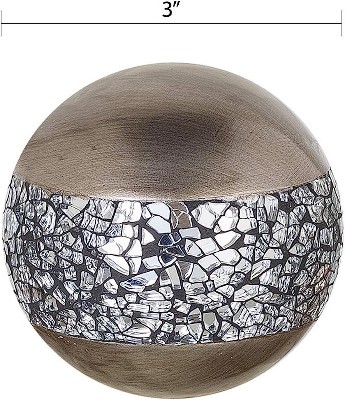 Schonwerk Silver Crackled Resin Decorative Orbs Set