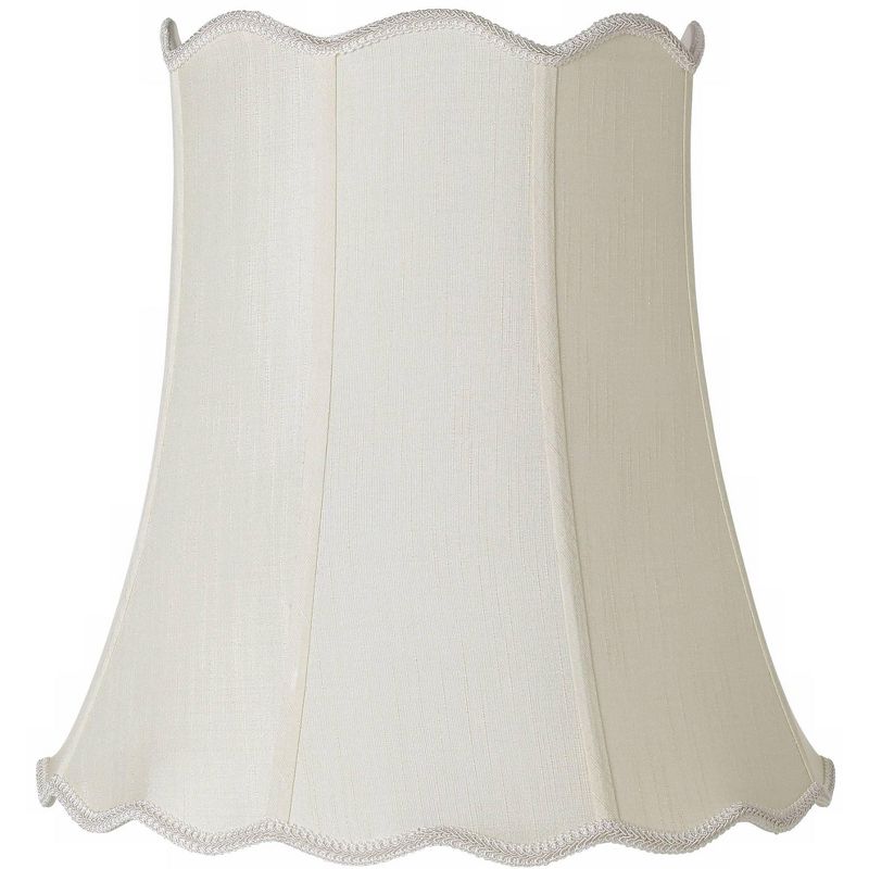 Imperial Shade Creme Large Scallop Bell Lamp Shade 12" Top x 18" Bottom x 18" Slant x 17.5 High (Spider) Replacement with Harp and Finial, 1 of 9