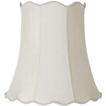 Imperial Shade Creme Large Scallop Bell Lamp Shade 12" Top x 18" Bottom x 18" Slant x 17.5 High (Spider) Replacement with Harp and Finial