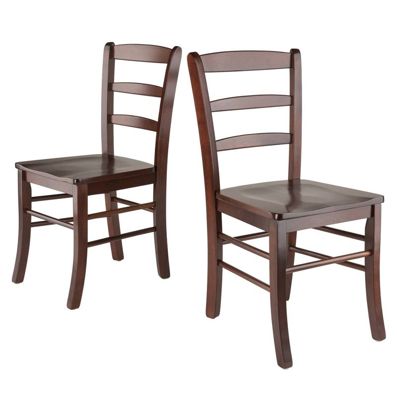 3pc Lynden Set Drop Leaf Dining Table with Ladder Back Chairs Wood/Walnut - Winsome, 5 of 6