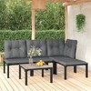 vidaXL Patio Lounge Set Sofa for Garden Lawn Set Black and Gray Poly Rattan - 2 of 4