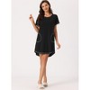 cheibear Women's Round Neck Short Sleeves Pajama Dress with Pockets Nightgowns - 2 of 4