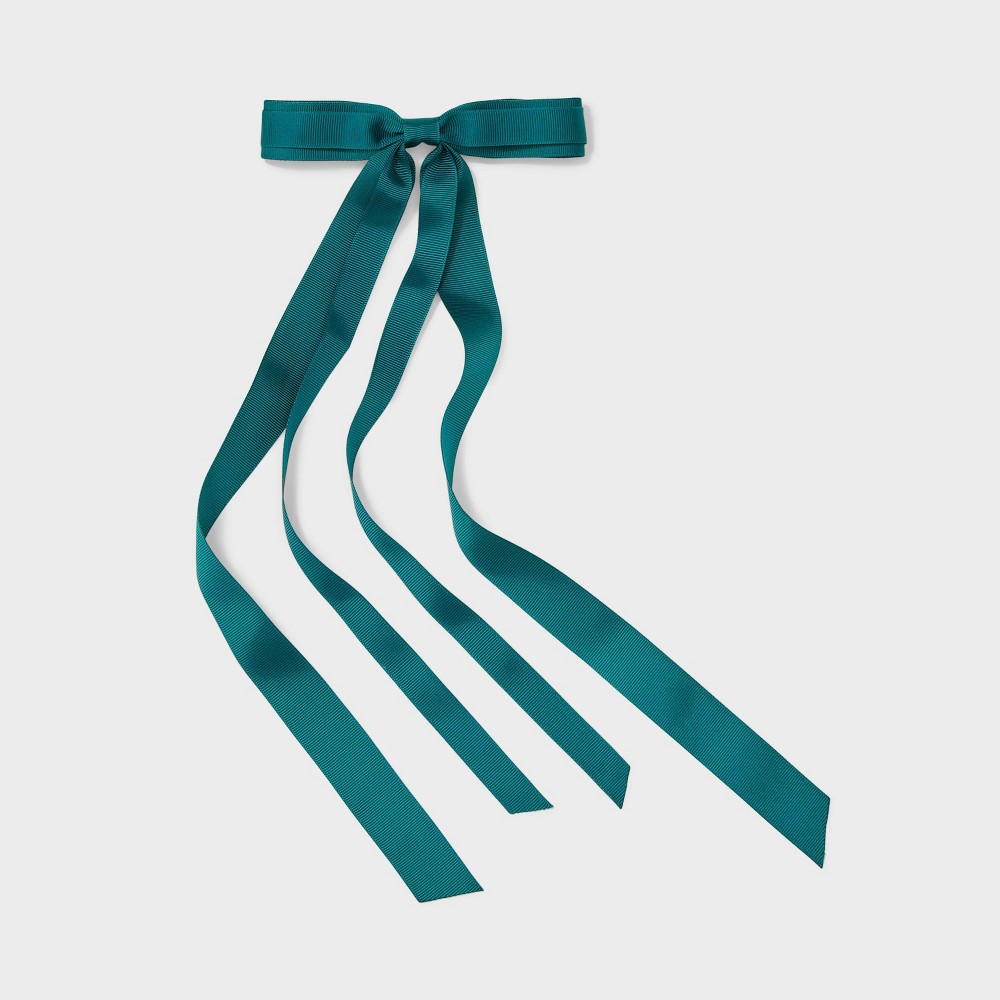 Double Tail Bow Hair Barrette - A New Day Teal Green