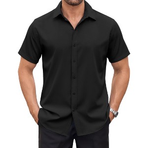 COOFANDY Mens Dress Shirts Button Down Short Sleeve Shirt Summer Shirts Business Casual Wedding Shirt - 1 of 4