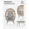 Indoor& Outdoor Oversized Wicker Egg Chair with Ottoman, Waterproof UV Resistant Patio Lounge Chair with Beige Cushions - 2 of 4