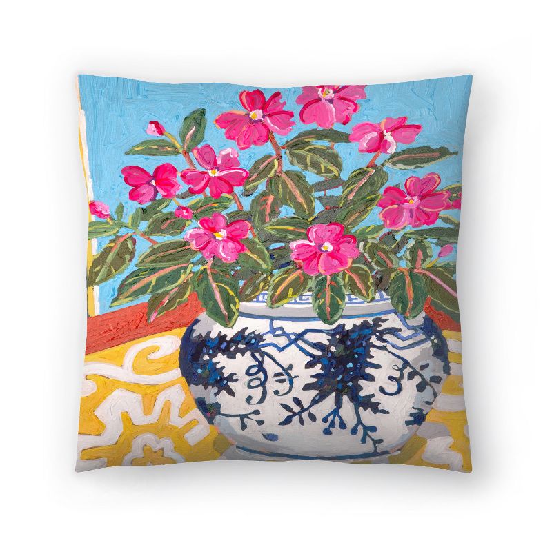 Floral On Yellow Throw Pillow By Mandy Buchanan - Americanflat Farmhouse Botanical, 1 of 5