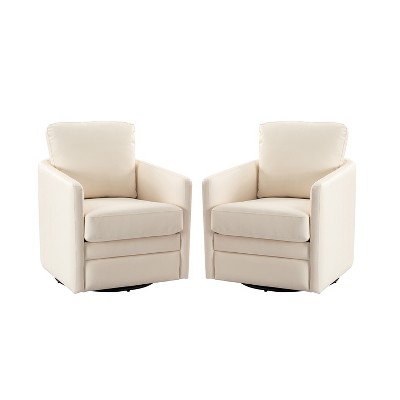 Set of 2 Hugo Transitional Wooden Upholstered Swivel Chair With Metal Base For Bedroom And Living Room| Artful Living Design