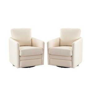 Set of 2 Hugo Transitional Wooden Upholstered Swivel Chair With Metal Base For Bedroom And Living Room| Artful Living Design - 1 of 4