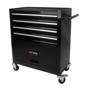 4 Drawers Multifunctional Tool Cart with Wheels, Metal Rolling Tool Cart Storage Cabinet Parking Brakes, Pull Handle, Garage Workshop Warehouse Repair - 1 of 4