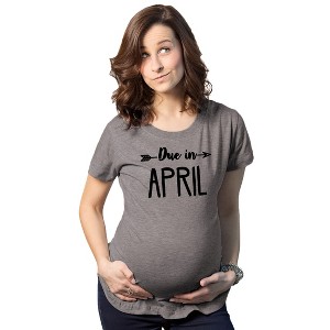 Maternity Due In January Funny T shirts Pregnant Shirts Announce Pregnancy Month Shirt - Crazy Dog Maternity T Shirt - 1 of 4