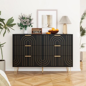 MOEPISY Modern 6 Drawer Dresser, Modern Dresser with Metal Handles, Storage Chest of Drawer - 1 of 4