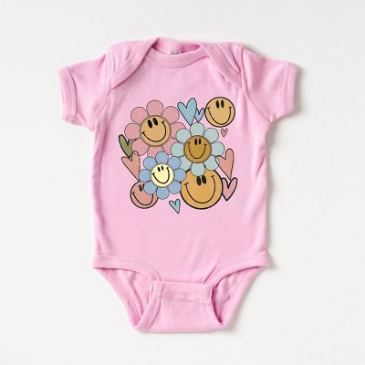 The Juniper Shop Flower Smiley Face Baby Bodysuit