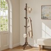 Bekrvio 9-Hook Wooden Coat Rack,Adjustable Height Freestanding Coat Stand for Entryway, Heavy Duty Hanger Organizer for Bedroom Hallway Office,Walnut - 2 of 4