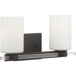 Progress Lighting Lisbon 2-Light Bath Vanity in Black with Etched Opal Glass Shades - 1 of 4
