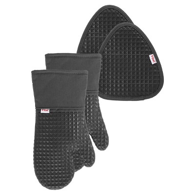 T-fal 4-Pack Waffle Oven Mitt & Pot Holder Set