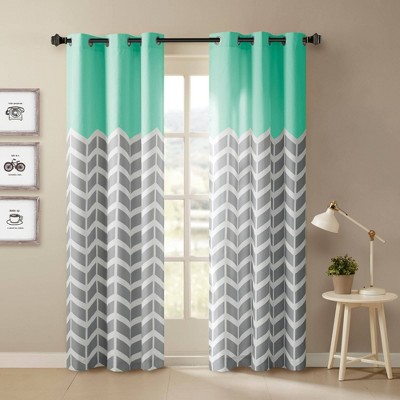 Elaine Chevron Printed Grommet Top Curtain Panel Pair