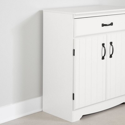 Pure White Farmhouse Entryway Cabinet with Adjustable Shelving
