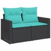 vidaXL Patio Sofa with Cushions - 2-Seater Outdoor Loveseat - Black PE Rattan - Foldable Side Table - Storage with Water-Resistant Bag - 4 of 4