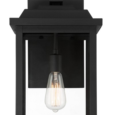 Eastcrest Black Steel and Clear Glass Outdoor Wall Lights Set of 2