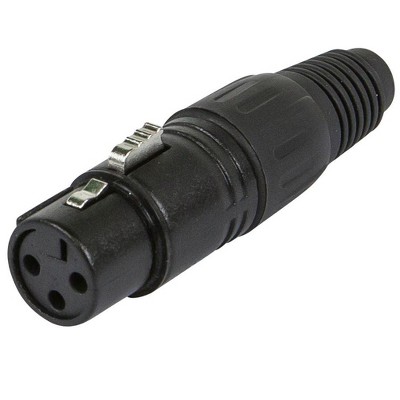 Monoprice 3-Pin Female DMX Connector - Black | Anodized Aluminum With A Plastic Cap, Rubber Strain Relief Boot, And Lock Release Button.