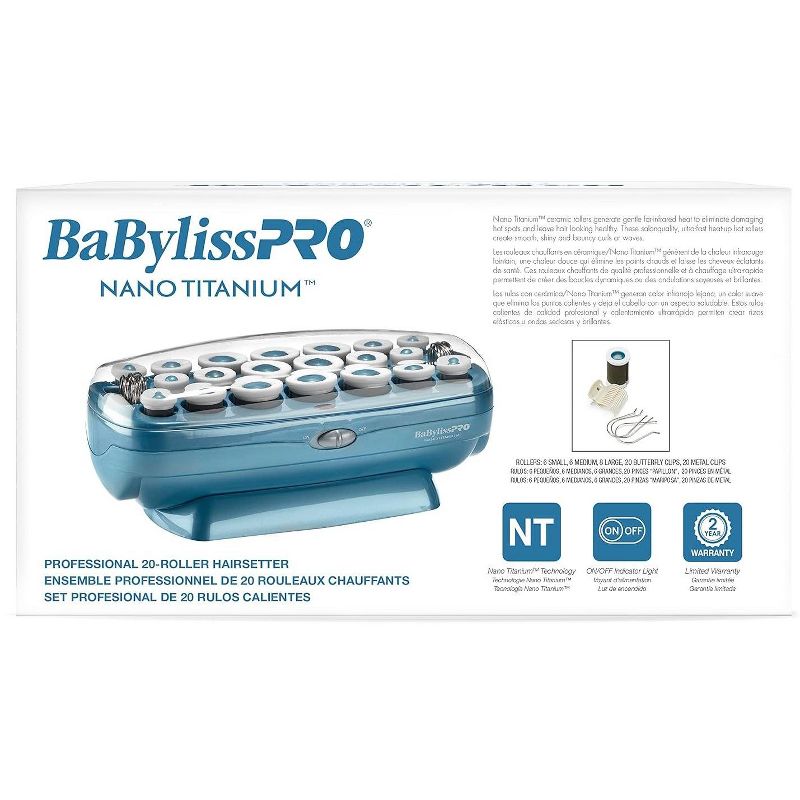 BaBylissPRO Hot Rollers For All Hair Lengths, Nano Titanium Hair Styling Tools & Appliances, 20 Count BABNTCHV21 (Babyliss Pro), 3 of 7