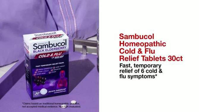 Sambucol Black Elderberry Homeopathic Cold &#38; Flu Relief Tablets - 30ct, 2 of 12, play video