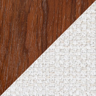 Elisa Cream Fabric and Walnut Wood Swivel Counter Stool, Set of 2