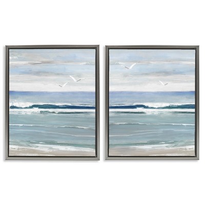 Stupell Industries Seagulls over Beach Waves, 17" x 21"