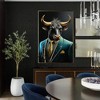 Executive Blue Buffalo Canvas Wall Art,Dapper Animal Portrait in Tailored Suit Modern British Humour Home Decor Gallery Artwork for Office Study Room - 3 of 4