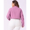 Agnes Orinda Women's Plus Size Cropped Long Sleeve Trendy Fashion Denim Jean Jackets - 4 of 4