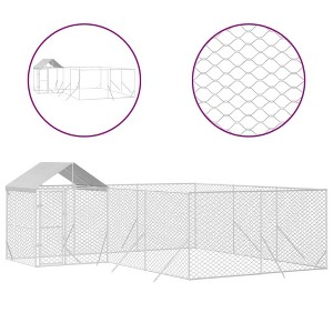 vidaXL Outdoor Dog Kennel Silver Galvanized Steel and Polyethylene - 1 of 4