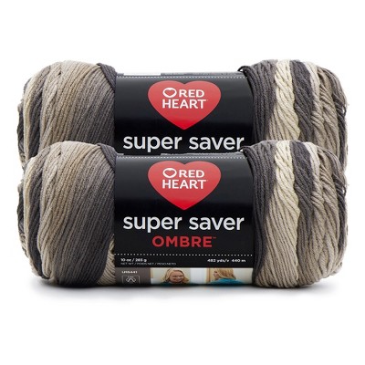 Red Heart Super Saver Yarn 12 Pack-Hickory Ombre