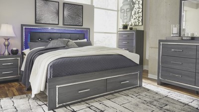 Queen/Full Lodanna Upholstered Panel Headboard Gray: LED Lights, Chrome Accents - Signature Design by Ashley