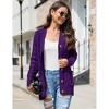 Women's Open Front Cardigan Sweater with Pockets Long Sleeve Cable Knit Button Loose Cardigan Sweater - 4 of 4