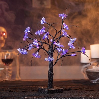 SYNCFUN 1.5 FT Halloween Tabletop Tree, Light Up Halloween Tree with 24 LED Lights for Halloween Decor, Indoor Table Top Desktop Decorations