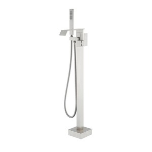 Cobbe Freestanding Floor Standing Bathtub Faucet Bathtub Fill with Swivel Spout and Handheld Shower Single Handle Shower Faucet Brushed Nickel - 1 of 4