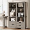 72" Tall Farmhouse Bookshelf with 4 Drawers, 6-Tier Double Wide Storage Bookcase, Freestanding Large Open Shelf for Books and Decor - 2 of 4