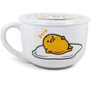 Silver Buffalo Sanrio Gudetama "Late Night Snack" Ceramic Soup Mug With Vented Lid | 24 Ounces - image 2 of 4