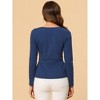Allegra K Women's Comfort Round Neck Twist Front Long Sleeve Blouse Basic Top - 4 of 4
