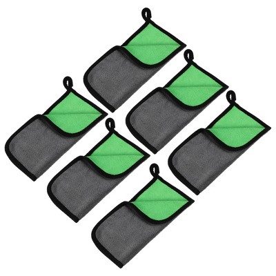 Unique Bargains Extra Large 500 GSM Microfibre Car Drying Towel 9.84"x9.84" Gray Green 6 Pcs