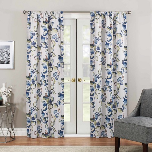 Floral Paige Thermaweave Blackout Curtain Panel Blue Green 37 X