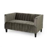 Weymouth Contemporary Channel Stitch Velvet Settee Gray - Christopher Knight Home