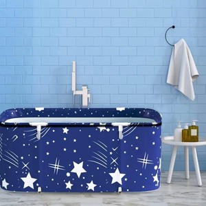Portable foldable bathtub, thermostatic shower tub tub | ice bath | Separate family bathroom SPA bathtub, shower room soaking vertical bathtub - 1 of 4