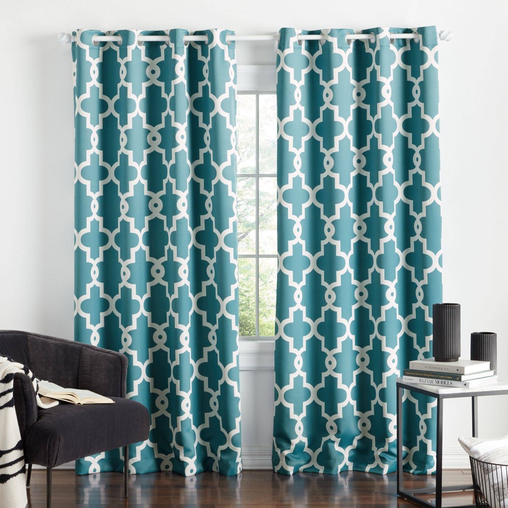 Photos - Curtains & Drapes 108"x52" Ironwork Sateen Woven Room Darkening Window Curtain Panel Pair Te