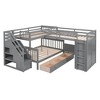 TIRAMISUBEST Twin-Twin over Full L-Shaped Bunk Bed With 3 Storage Drawers, Portable Desk and Wardrobe, Wooden Bunk Bedframe with Storage Staircase - 3 of 4