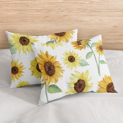 White and Yellow Sunflower Microfiber Full Comforter Set