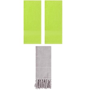 REGALWOVEN 3 Packs Solid Textured and Tassels Soft Absorbent Decorative Hand Towel - 1 of 4